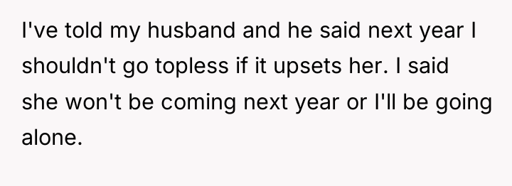 I've told my husband and he said next year I...