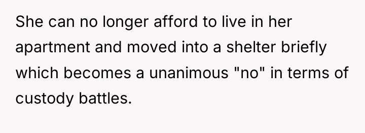 She can no longer afford to live in her apartment...