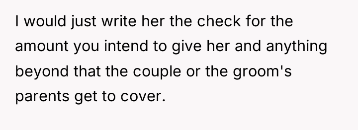I would just write her the check for the amount...