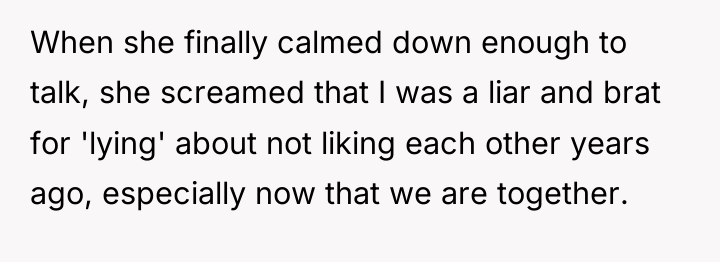 When she finally calmed down enough to talk, she screamed...