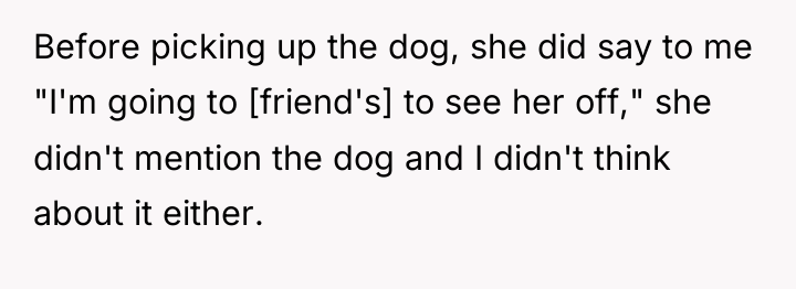 Before picking up the dog, she did say to me...
