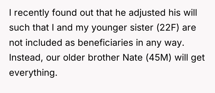I recently found out that he adjusted his will such...