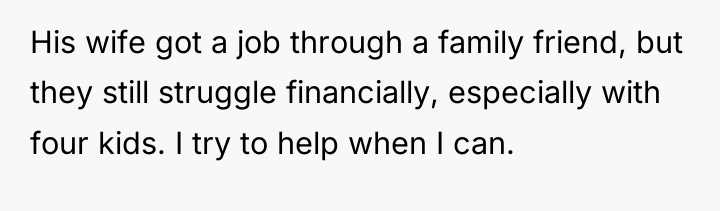 His wife got a job through a family friend, but...