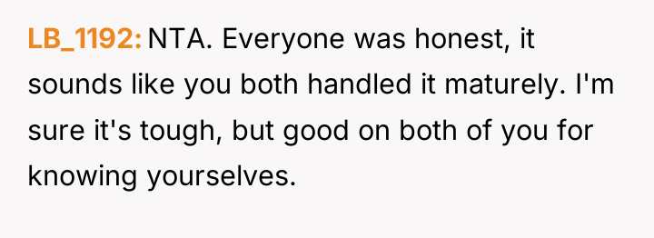 LB_1192 NTA. Everyone was honest, it sounds like you both...