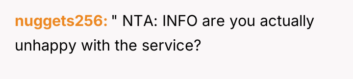nuggets256 " NTA: INFO are you actually unhappy with the...