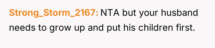 Strong_Storm_2167 NTA but your husband needs to grow up and...