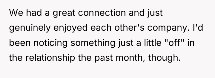We had a great connection and just genuinely enjoyed each...