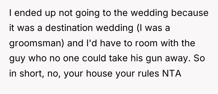 I ended up not going to the wedding because it...