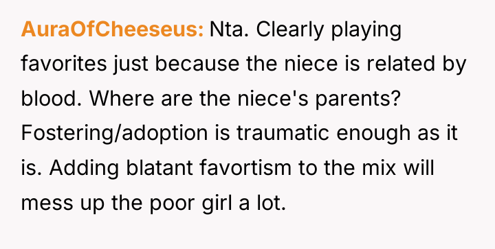 AuraOfCheeseus Nta. Clearly playing favorites just because the niece is...