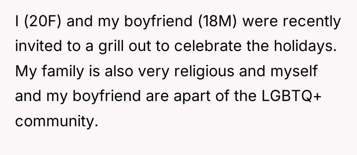 I (20F) and my boyfriend (18M) were recently invited to...