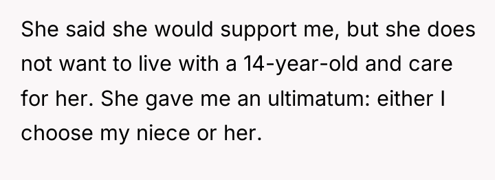 She said she would support me, but she does not...
