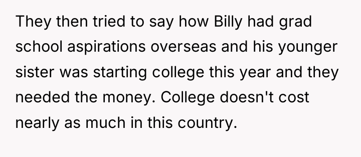 They then tried to say how Billy had grad school...
