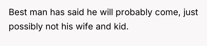 Best man has said he will probably come, just possibly...