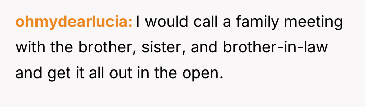 ohmydearlucia I would call a family meeting with the brother,...