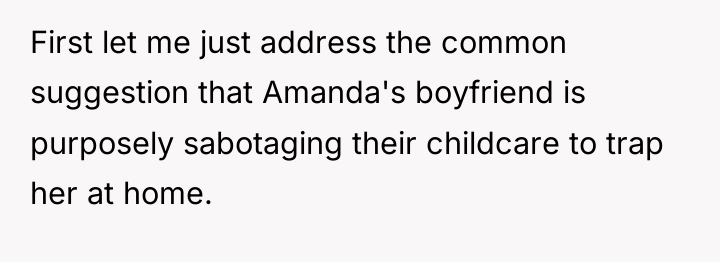 First let me just address the common suggestion that Amanda's...