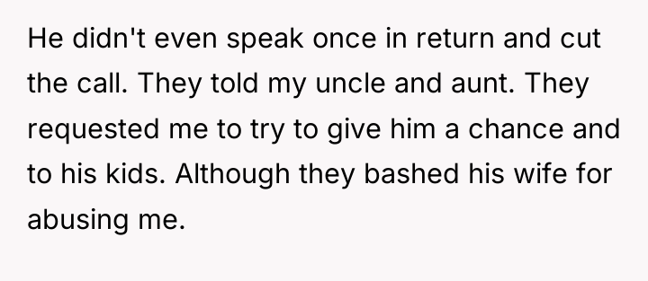 He didn't even speak once in return and cut the...