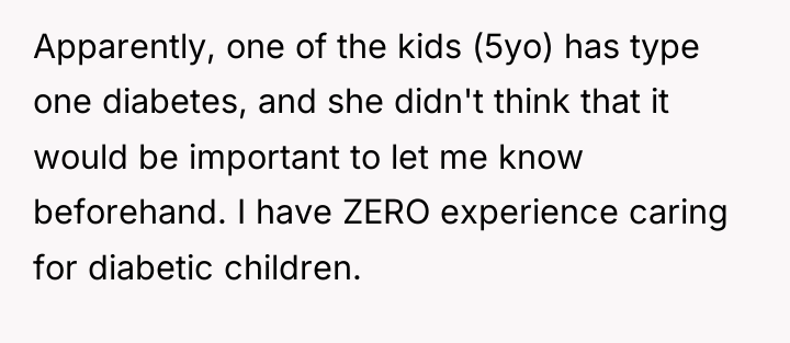 Apparently, one of the kids (5yo) has type one diabetes,...
