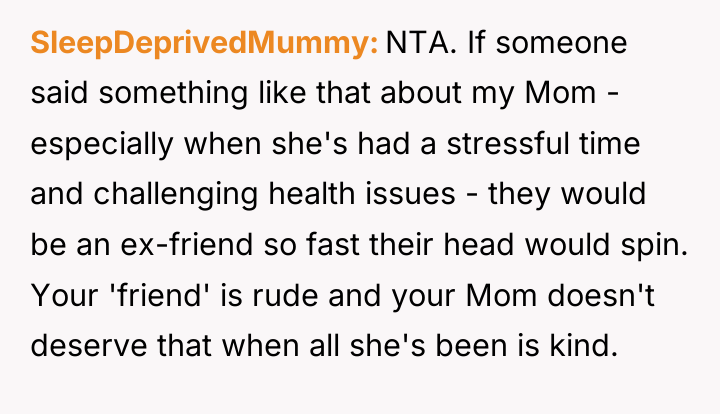SleepDeprivedMummy NTA. If someone said something like that about my...