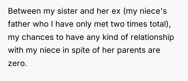 Between my sister and her ex (my niece's father who...