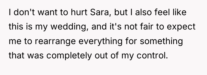 I don't want to hurt Sara, but I also feel...
