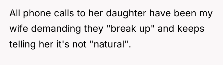 All phone calls to her daughter have been my wife...