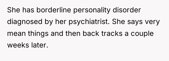 She has borderline personality disorder diagnosed by her psychiatrist. She...