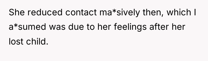 She reduced contact ma*sively then, which I a*sumed was due...
