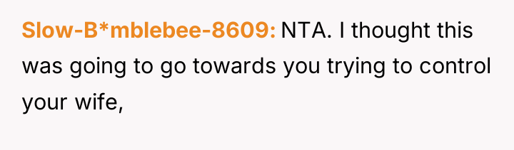 Slow-B*mblebee-8609 NTA. I thought this was going to go towards...