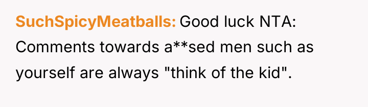 SuchSpicyMeatballs Good luck NTA: Comments towards a**sed men such as...