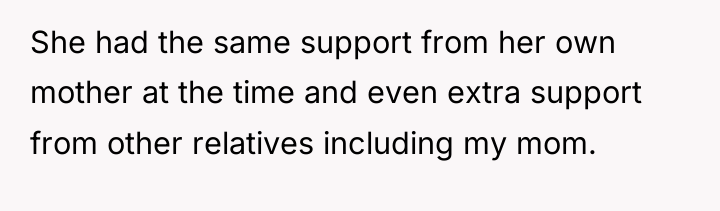 She had the same support from her own mother at...