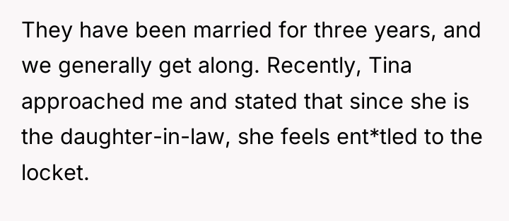 They have been married for three years, and we generally...
