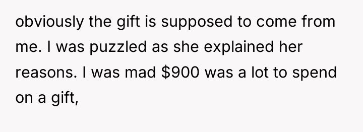 obviously the gift is supposed to come from me. I...