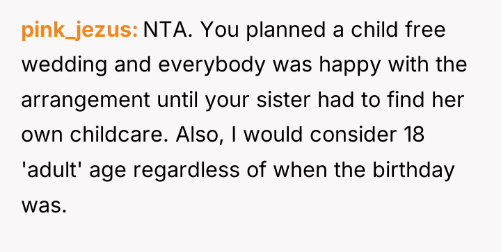 pink_jezus NTA. You planned a child free wedding and everybody...