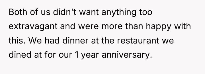 Both of us didn't want anything too extravagant and were...