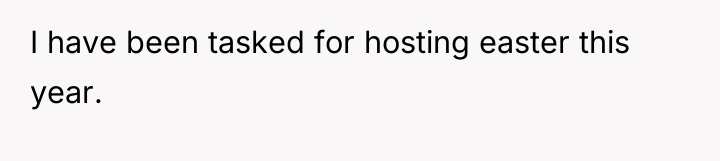I have been tasked for hosting easter this year.