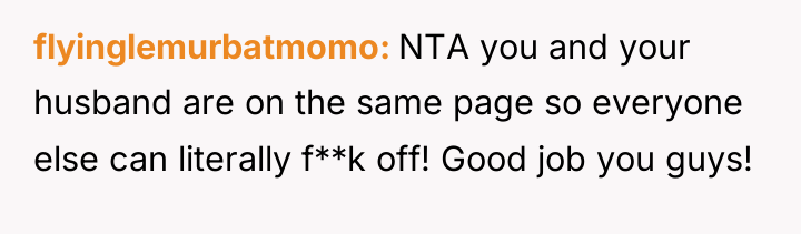 flyinglemurbatmomo NTA you and your husband are on the same...