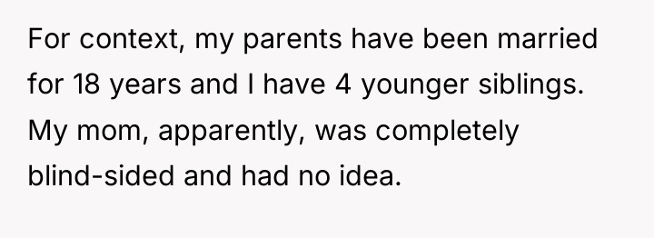 For context, my parents have been married for 18 years...
