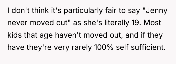 I don't think it's particularly fair to say "Jenny never...