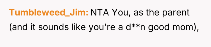 Tumbleweed_Jim NTA You, as the parent (and it sounds like...