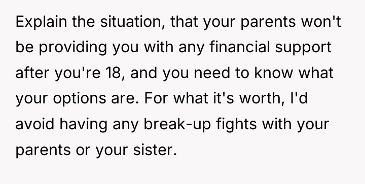 Explain the situation, that your parents won't be providing you...