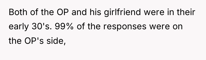 Both of the OP and his girlfriend were in their...