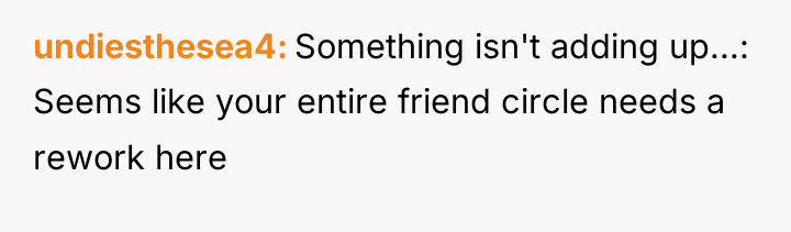 undiesthesea4 Something isn't adding up...: Seems like your entire friend...