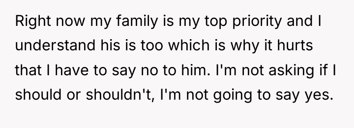 Right now my family is my top priority and I...