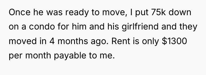 Once he was ready to move, I put 75k down...