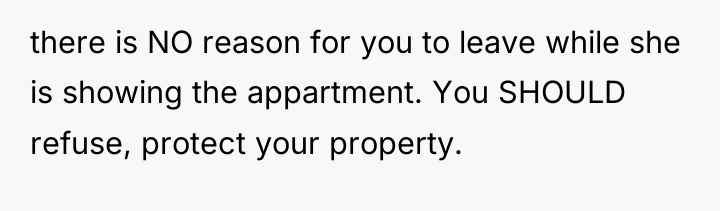 there is NO reason for you to leave while she...