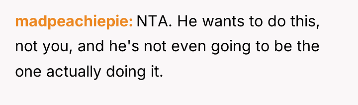 madpeachiepie NTA. He wants to do this, not you, and...