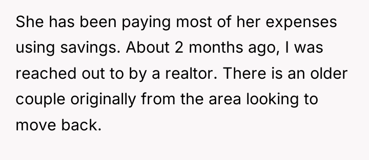 She has been paying most of her expenses using savings....
