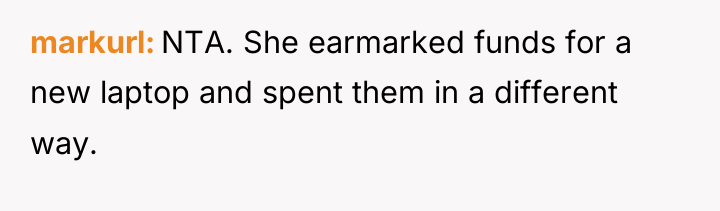 markurl NTA. She earmarked funds for a new laptop and...