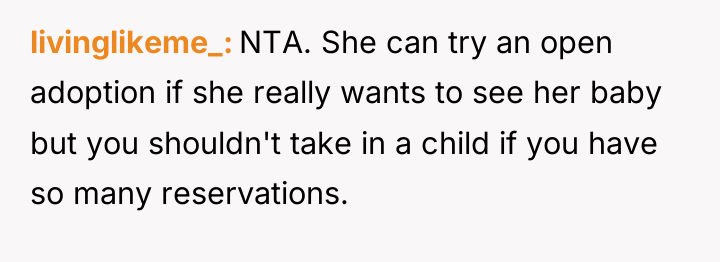 livinglikeme_ NTA. She can try an open adoption if she...