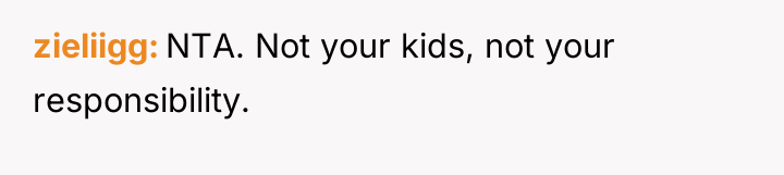zieliigg NTA. Not your kids, not your responsibility.